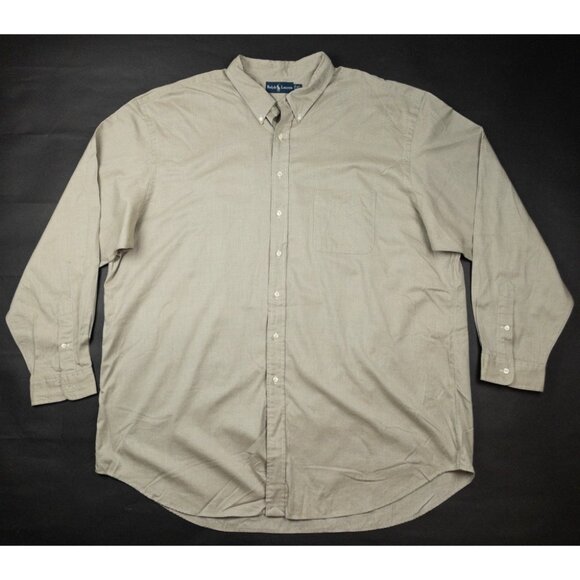 Polo Ralph Lauren Button-Down Shirt Men's 3XLT Tall Light Tan Long Sleeve - Picture 2 of 12